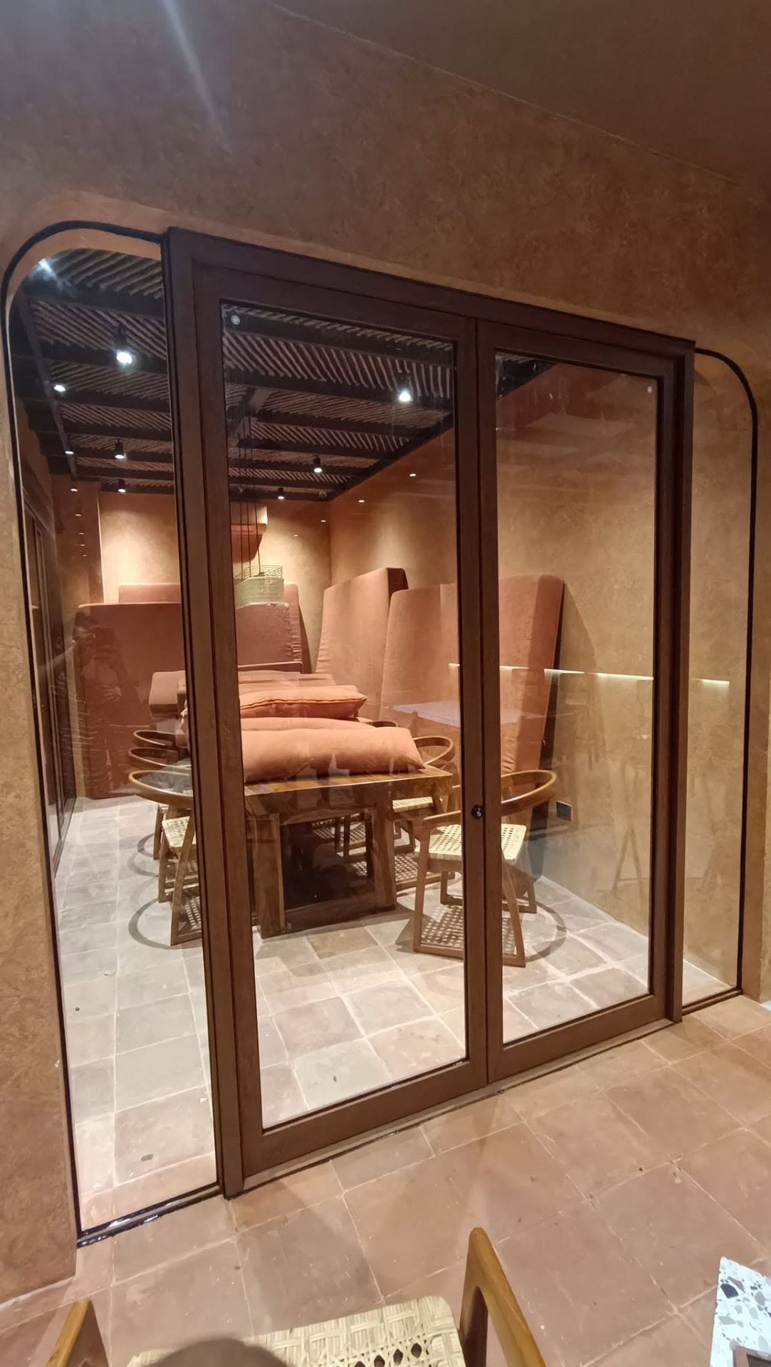 Wood-Finish Aluminum Glass Door